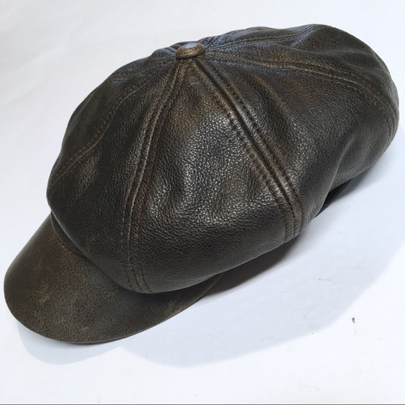 Other - Brown Leather Page Boy Cap Small/Medium
